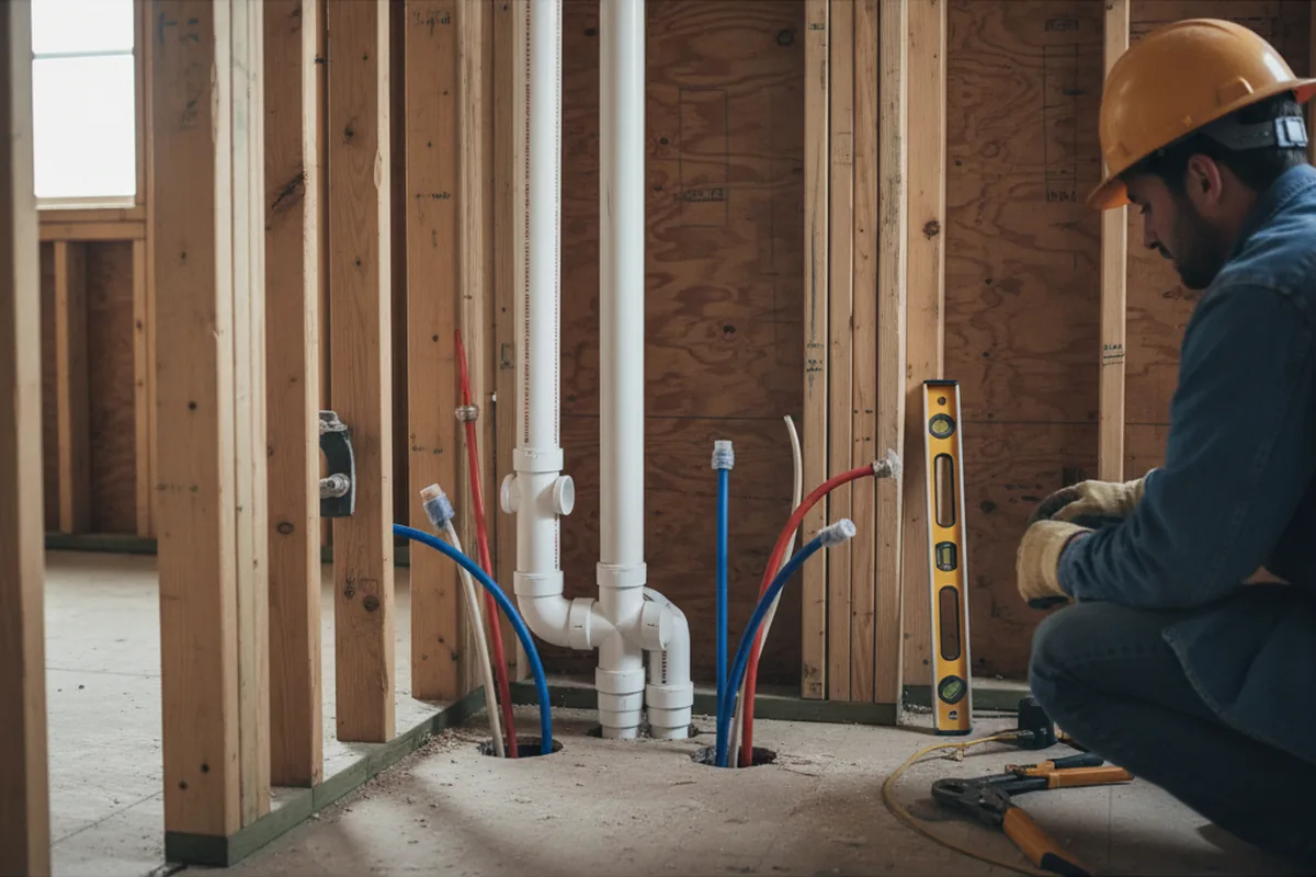 Drain and supply rough-in during Drain Cleaning in Chestnut Mound
